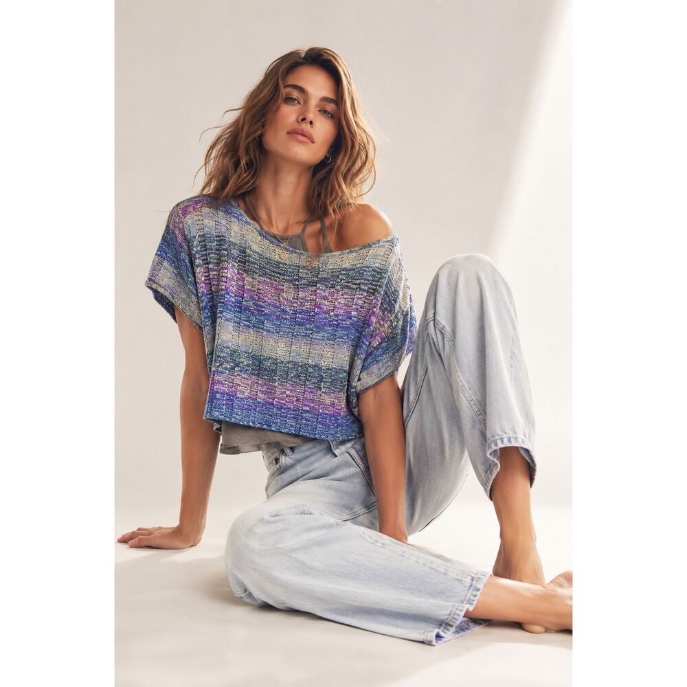 Pilcro Anthropologie Surf Sweater Tee 2-Piece Set Crop Top M Boho Festival Beach